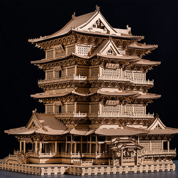 中国古建筑纸质榫卯积木免胶拼装纸玩模型 文创礼物 滕王阁(基础版)