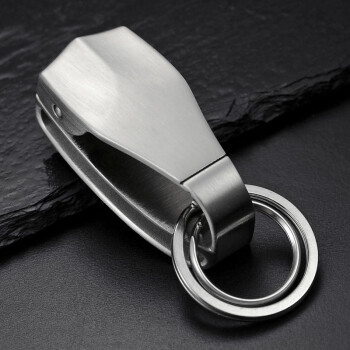 304不锈钢钥匙扣男士创意穿皮带腰挂汽车钥匙扣挂件钥匙圈刻字 简约拉丝款