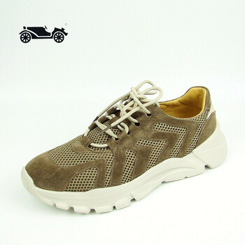 ancient car 古车男士鞋 男网面运动休闲舒适系带 黑 褐色 38