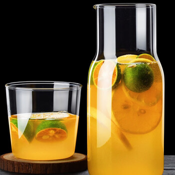 玻璃杯一人饮一壶一杯果汁饮料杯冷水壶耐高温茶水杯子500ml大号耐