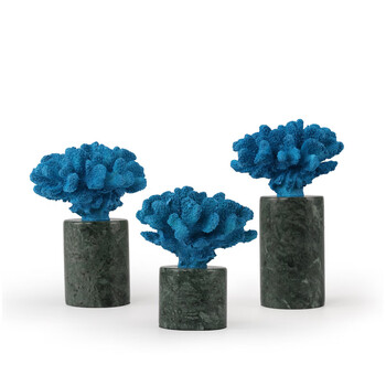 boussac 新中式轻奢蓝色珊瑚摆件售楼处展厅玄关客厅书房装饰软装饰品