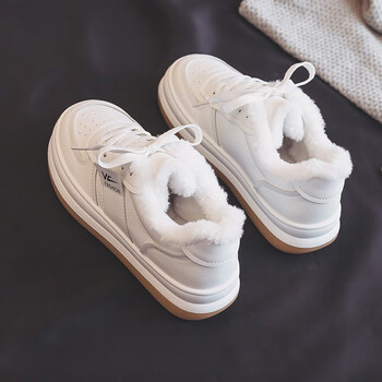 冰玉丰姿高中学生初中生跑步鞋女加绒运动鞋女生棉鞋冬加厚加棉板鞋