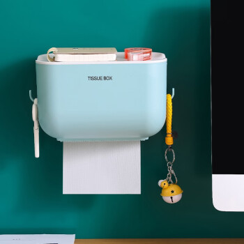 小钰头卫生间浴室卫生纸盒纸巾厕纸置物架家用免打孔厕所防水抽纸卷纸筒 蓝色