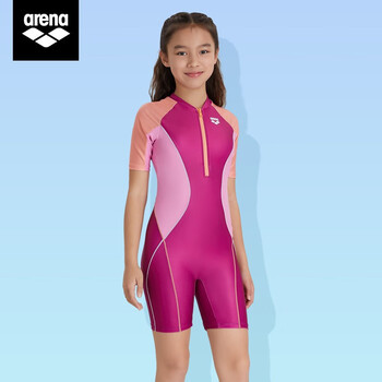 arena/阿瑞娜儿童泳衣 青少年学生短袖防晒连体游泳衣男女童抗氯速干