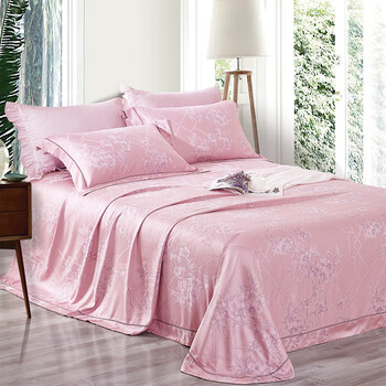 可欣家纺凉席三件套竹纤维凉席夏凉席子空调席竹纤维高档提花床单可