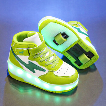 at安崉女童暴走鞋秋季新款发光可充电高颜值网红酷炫儿童溜冰滑轮鞋