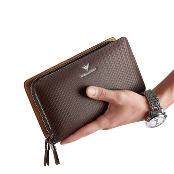 英皇保罗williampolowilliampolo保罗双拉链牛皮手拿包手包男士钱包