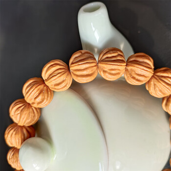 秦岭龙纹桃核手串 精品佛手桃胡 金鱼肚核桃男士女士手串 14mm佛手