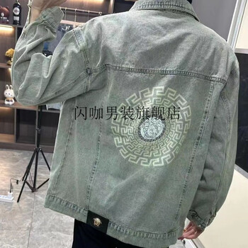 闪咖瓦萨琪外套牛仔春季新款烫印花高街时尚显瘦夹克帅