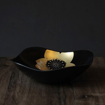 北野工坊日本山中漆器手绘樱花金箔大号水果篮坚果零食大钵深盘子礼盒黑色花型大钵 图片价格品牌报价 京东