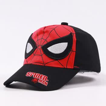 熹卡龙新品儿童太阳帽男孩新款儿童超人帽子奥特曼春夏男童蜘蛛侠棒球帽子鸭舌帽网帽遮阳帽眼睛款 红黑