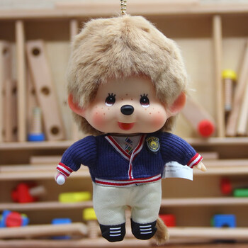 蒙奇奇公仔蒙奇奇挂件日本毛绒公仔车钥匙扣包包英伦风男学生约15cm