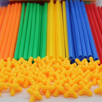 幼儿园建构区材料中班大班玩教具拼插搭儿童玩具 盒装600(300吸管 300