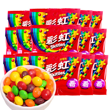 彩虹糖果汁糖原果味酸味儿时回忆经典零食糖原果味2包萌萌乳酸2包