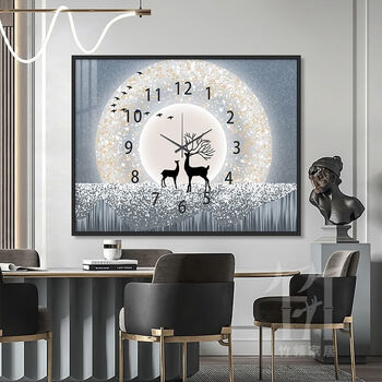 现代轻奢电表箱装饰画免打孔钟表上翻遮挡配电箱餐厅总开关盒挂画时间