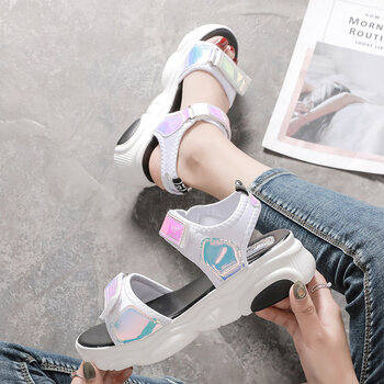 waitawait初中生夏天运动凉鞋女高中生新款跑步凉鞋少女生软底轻便