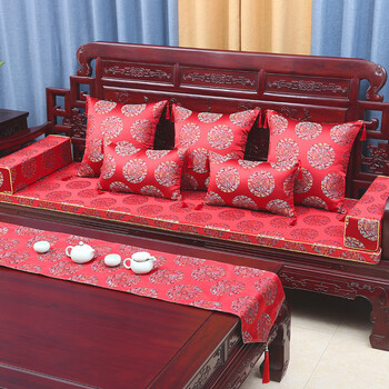红木沙发坐垫中式实木家具罗汉床乳胶棕垫子套罩加厚海绵防滑定做
