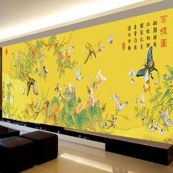 古典大气国画蝴蝶图 古绢布180*60厘米埃及棉线【高端定制大格四股绣