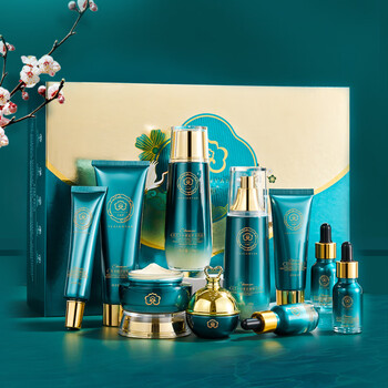 韩纪叶仙妍灵芝羊胎素十件套补水保湿滋润护肤品套盒水乳化妆品套装女