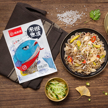 海底捞泡椒鱼皮即食凉拌下酒菜150g包野山椒味香辣鱼皮6包装