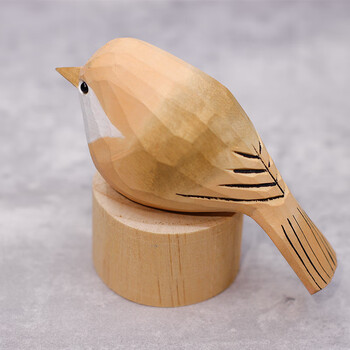 新款肥啾鸟可爱小胖鸟摆件系列纯手工肥啾鸟车载摆设木雕创意礼物黄色