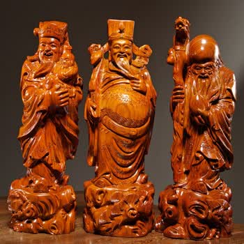 花梨精雕福禄寿【高30cm一套】