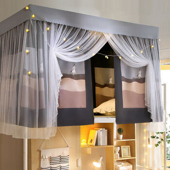 带支架一体式床帘学生宿舍上铺下铺大学寝室遮光布蚊帐窗帘女帘子