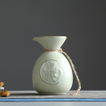 煜釜陶瓷分酒器汝窑日式酒壶烫酒壶暖酒壶塞子酒具小酒壶225毫升家用