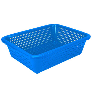 收纳筐 商用长方形厨房洗菜篮镂空沥水篮家用菜篮子 蓝色 长35