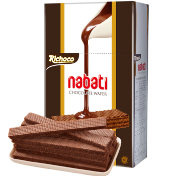 丽芝士（Richeese）印尼进口纳宝帝Nabati丽巧克儿童休闲零食巧克力味威化饼干糕点200g/盒早餐下午茶点心