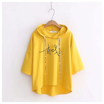 夏季连帽卫衣学生短袖男女上衣t恤应援服橦华06黄色肖战签名l质量超好