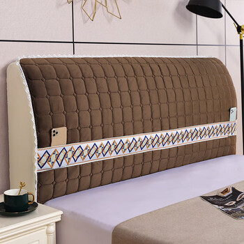 老式木头皮床靠背罩简约防尘保护套床头罩清雅咖色宽21米高65厘米加厚