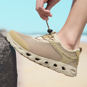 迪卡侬涉水鞋男夏季户外沙滩鞋透气水陆两栖网面速干 沙色 41