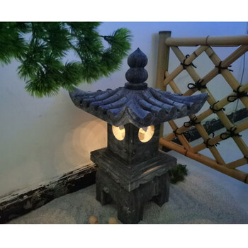 太阳能石灯笼日式庭院石灯石雕仿古中式石头灯草坪灯摆件青石灯塔 60