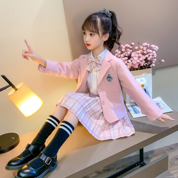 女童三件套秋装儿童西服套装裙2020春秋季女孩学院风jk韩版学生校服