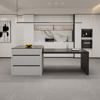 伊舟(yizhou)伸缩岛台岩板岛台餐桌一体意式极简餐台现代简约家用中岛