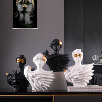集思美 现代简约艺术人物摆件家居客厅书房电视柜办公室桌面软装饰品 黑色 男士飞鸟