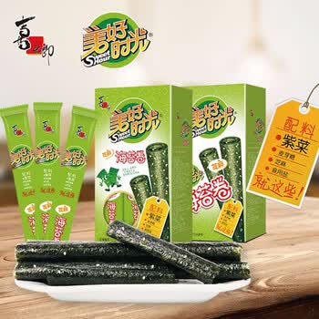 美好时光芝麻海苔卷3克*9支共27克 即食紫菜 儿童休闲零食礼物 【芝麻卷9支】27g