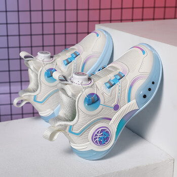 361断码男童鞋科比儿童篮球鞋秋季男孩小学生中大童训练旋转纽扣米色