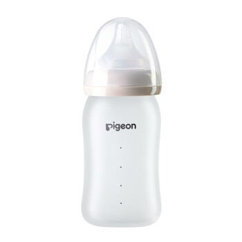 贝亲(Pigeon) 奶瓶 玻璃奶瓶 宽口径玻璃奶瓶 硅橡胶保护层  SS号奶嘴 160ml 简约风格系列 AA176