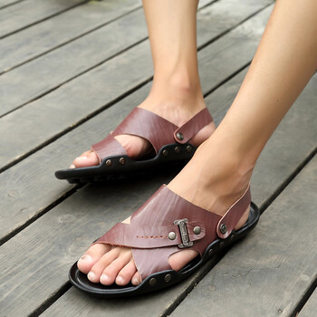 南美蜘蛛王朝2022年新款夏季皮鞋男凉鞋可泡水一体两用推冷沙溪防滑