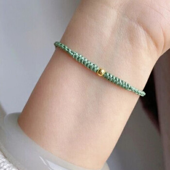 瑞诺黄金转运珠手链女情侣一对小金珠红绳手工编织手绳首饰品三八妇女