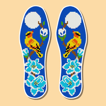 可狄十字绣鞋垫刺绣手工绣花半成品新款印花结婚喜庆男女粉红色00637