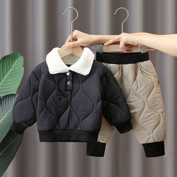 闪洛男宝衣服童装男0-3岁小孩冬季服装2岁幼童男孩套装冬天加绒加厚