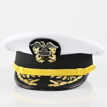 船长帽子男女通用海员大盖帽海事船员大檐帽海学校舞台演出帽 白色(双