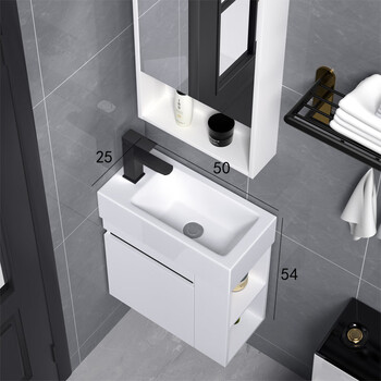 泓派卫浴小户型浴室柜小尺寸洗手盆柜一体实木迷你洗脸盆柜角落边角