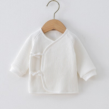 春秋款新生儿婴儿衣服夹薄棉和袍单上衣初生宝宝秋冬装和尚服白色上衣