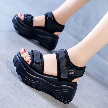 森马senma厚底运动凉鞋女百搭坡跟沙滩鞋2022新款夏季潮牌仙女风增高