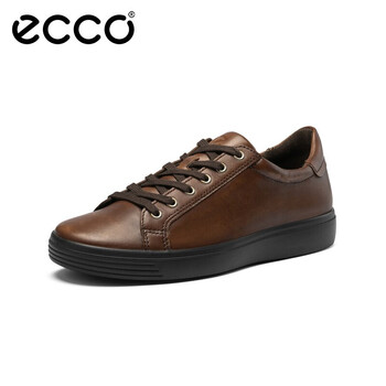 ecco爱步男鞋休闲鞋男商务风系带板鞋柔酷经典男鞋系列棕色