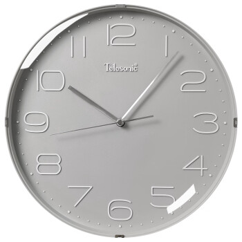 Telesonic天王星日式挂钟客厅创意钟表现代简约时钟卧室石英钟圆形挂表壁钟 灰色 12英寸